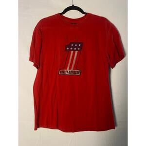 Harley Davidson #1 USA Flag INDYWEST Plainfield Indiana Graphic Print Mens Large